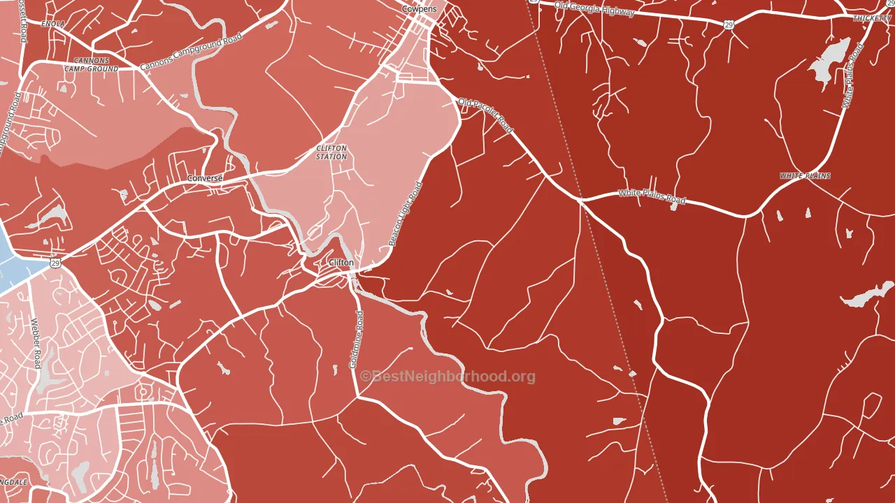 Clifton, SC block-group political-lean map