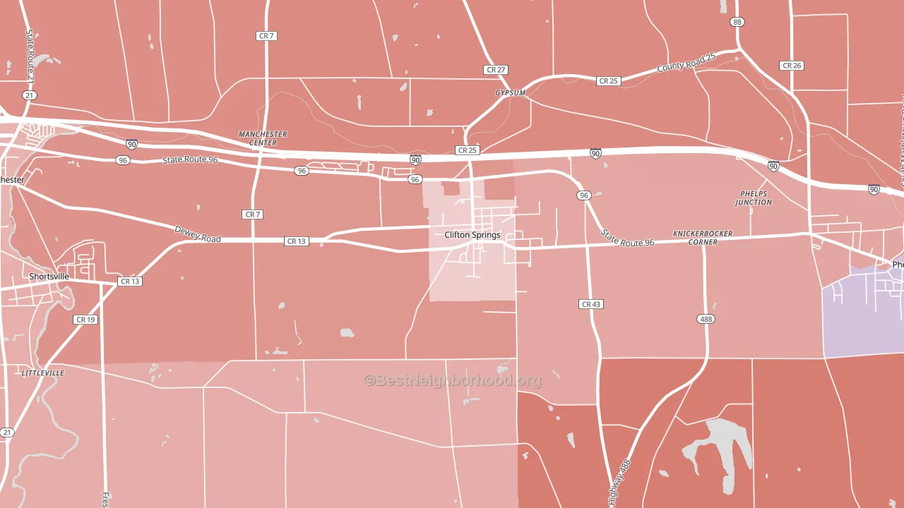 Clifton Springs, NY block-group political-lean map
