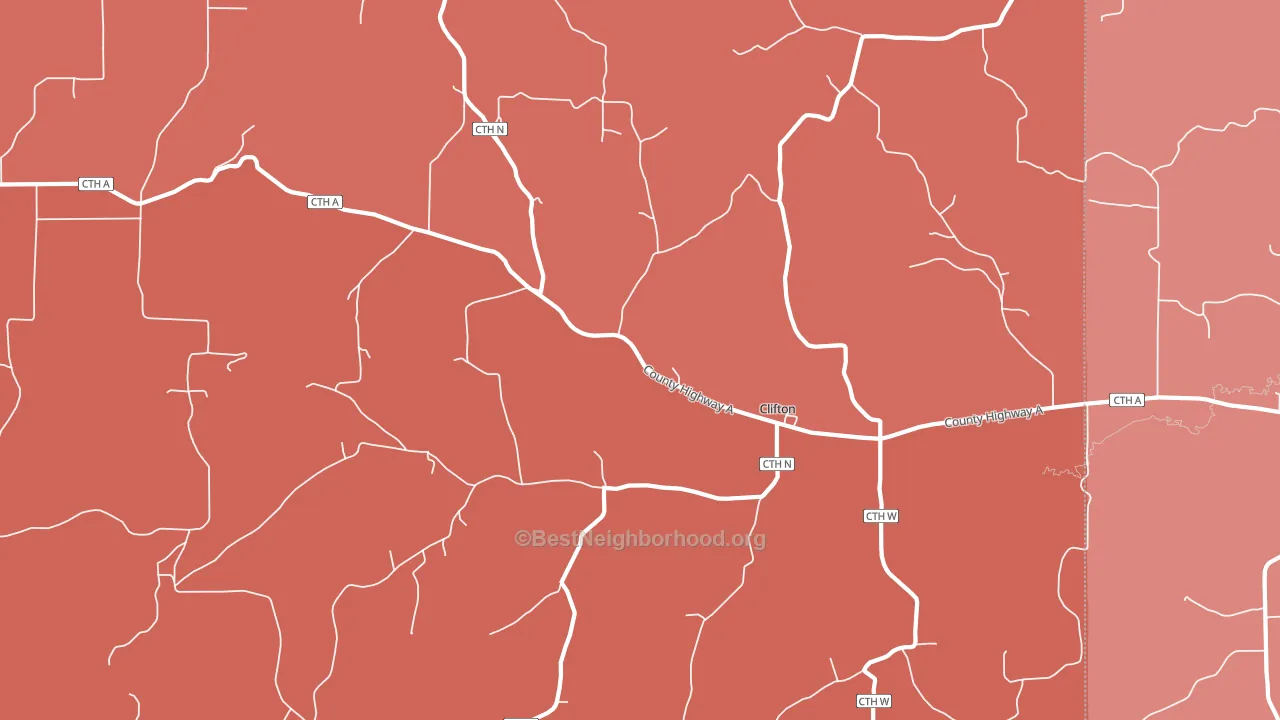 Clifton, WI block-group political-lean map