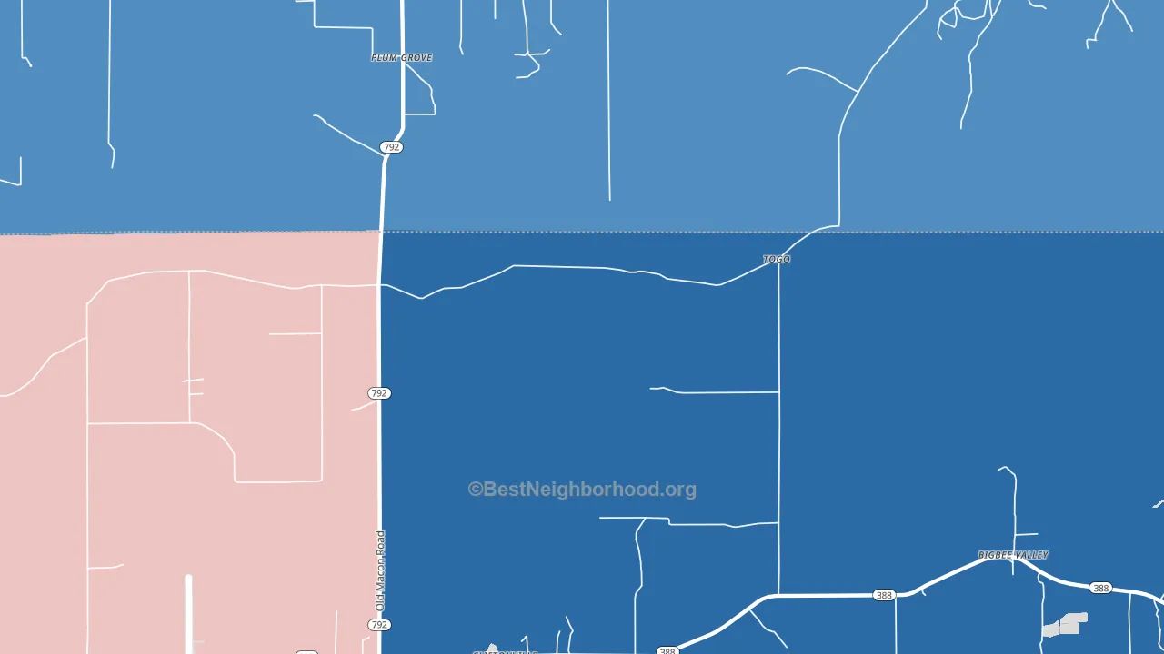 Cliftonville, MS block-group political-lean map