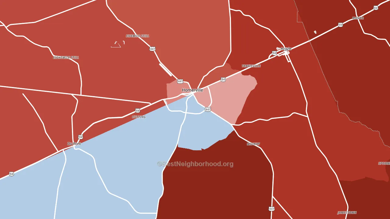 Clinch County, GA block-group political-lean map