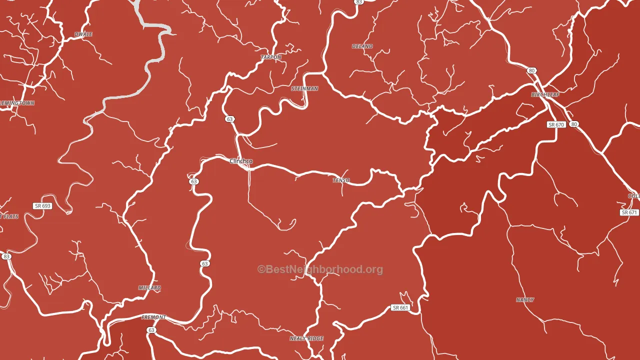 Clinchco, VA block-group political-lean map