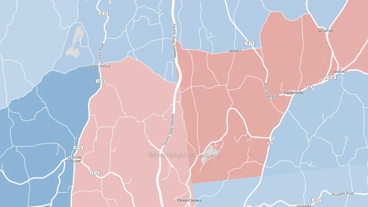 Clinton Corners, NY block-group political-lean map