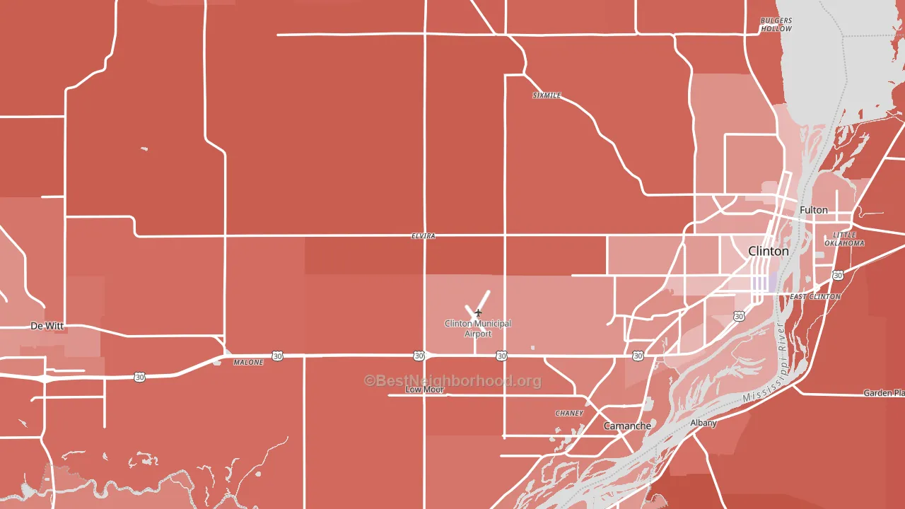 Clinton County, IA block-group political-lean map