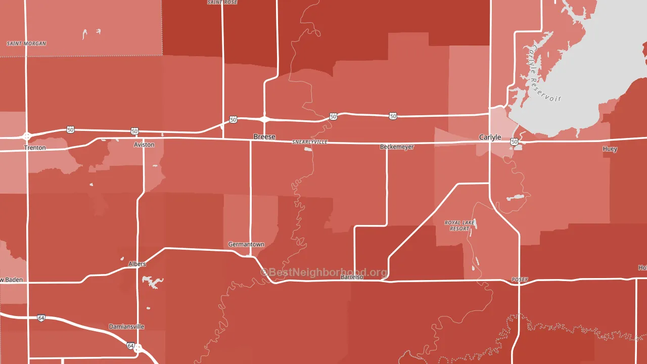 Clinton County, IL block-group political-lean map