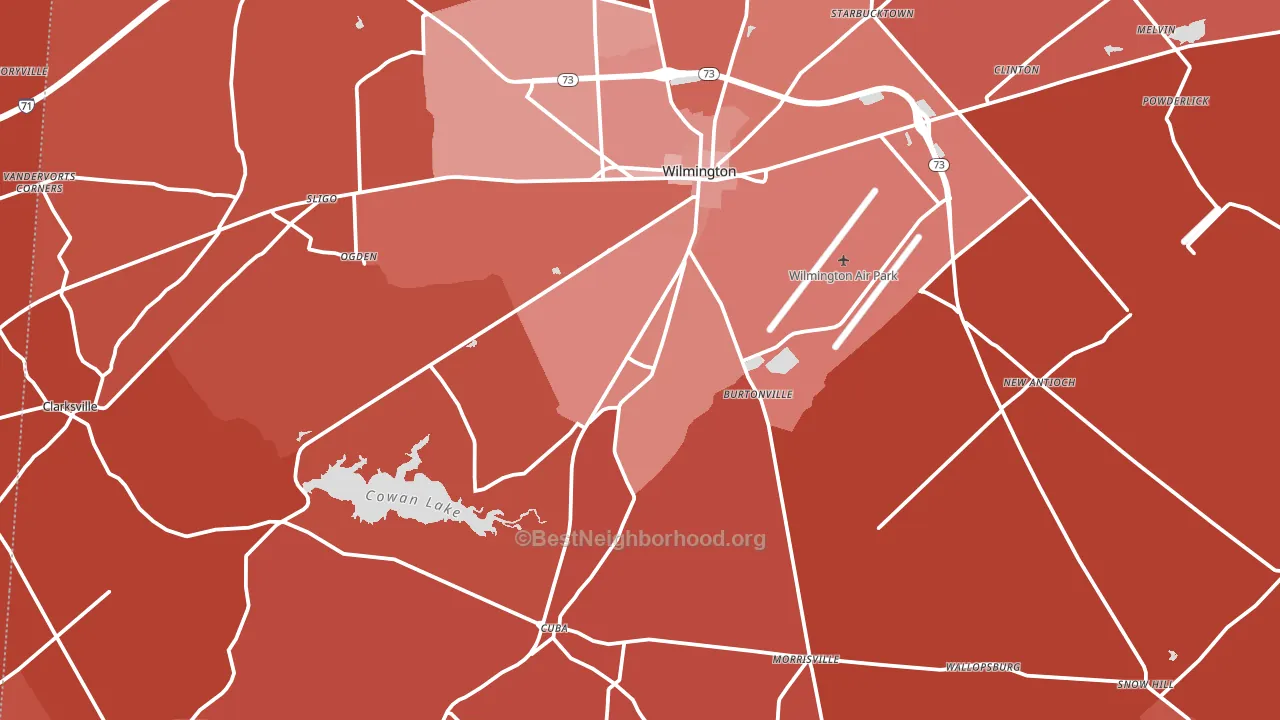 Clinton County, OH block-group political-lean map