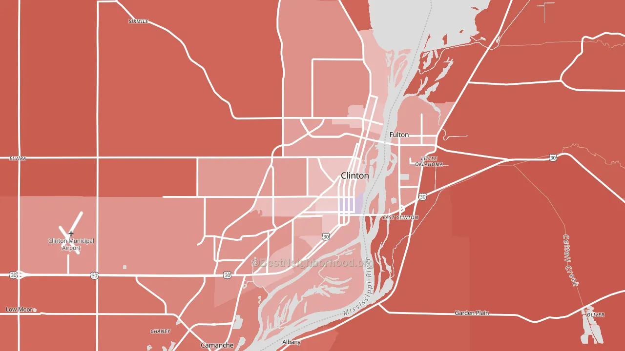 Clinton, IA block-group political-lean map