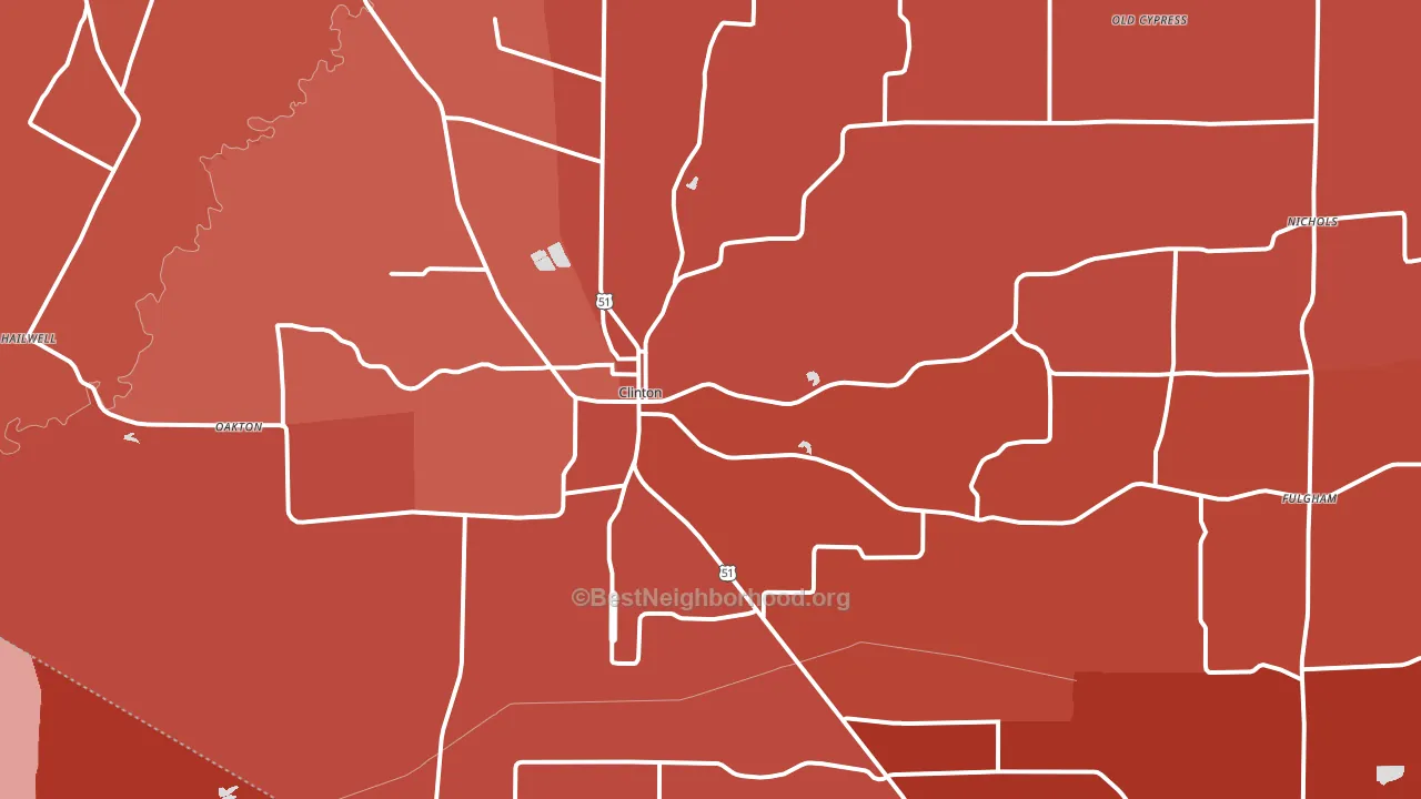 Clinton, KY block-group political-lean map