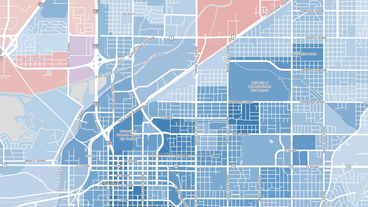 Clinton, Lincoln, NE block-group political-lean map