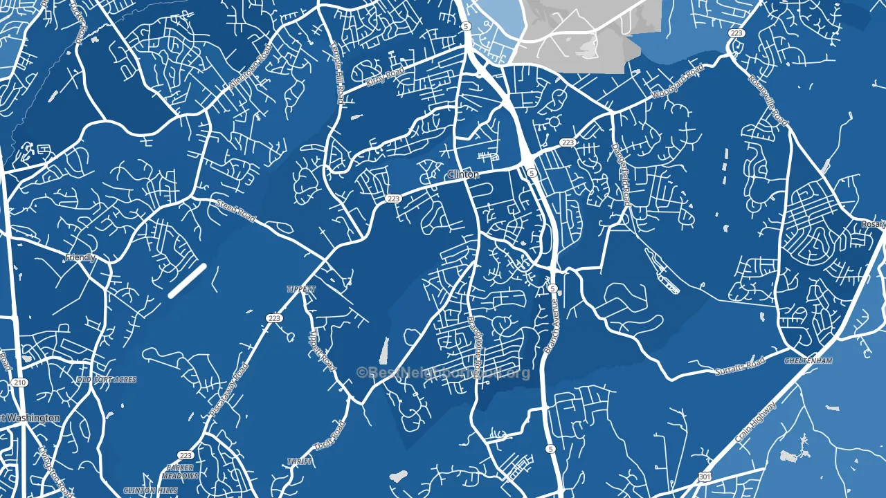 Clinton, MD block-group political-lean map