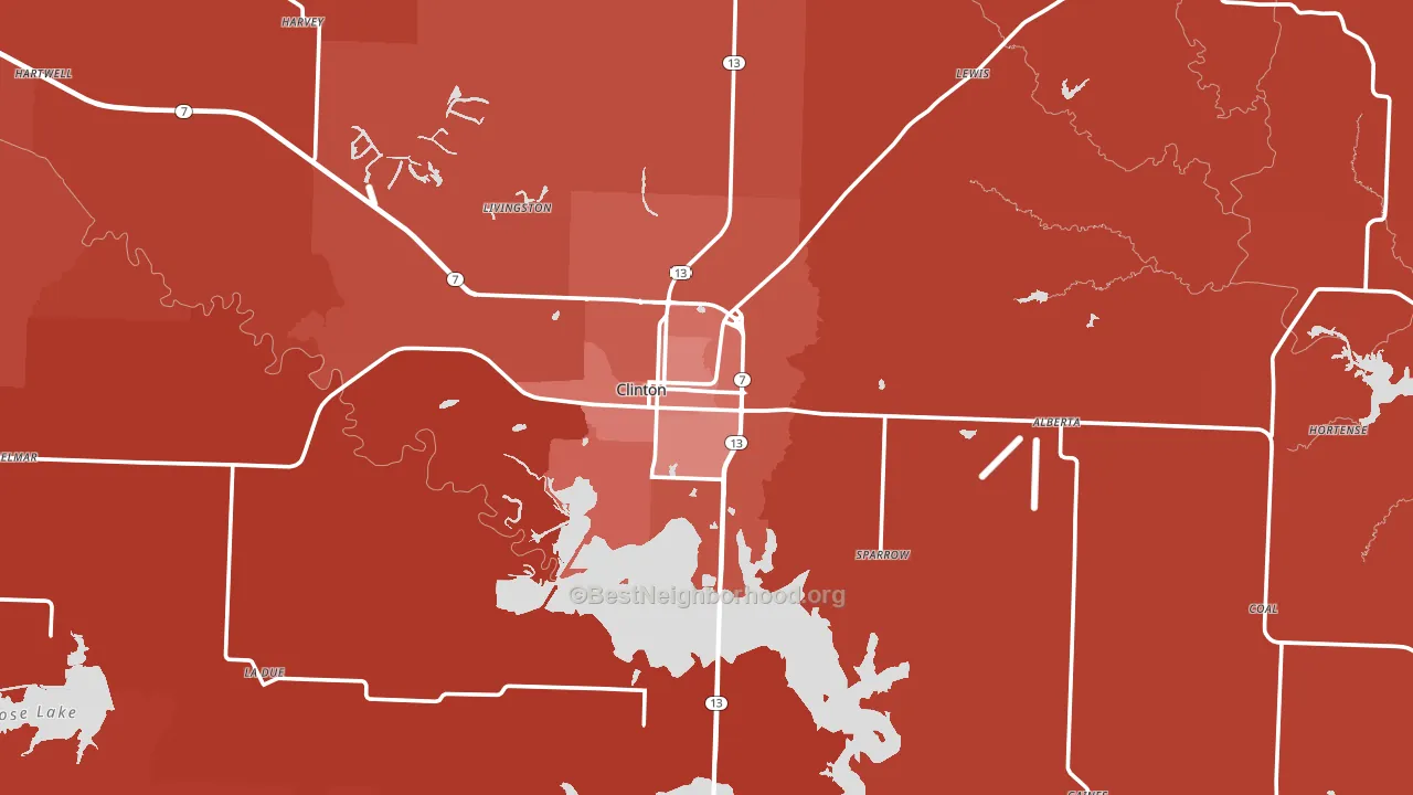 Clinton, MO block-group political-lean map