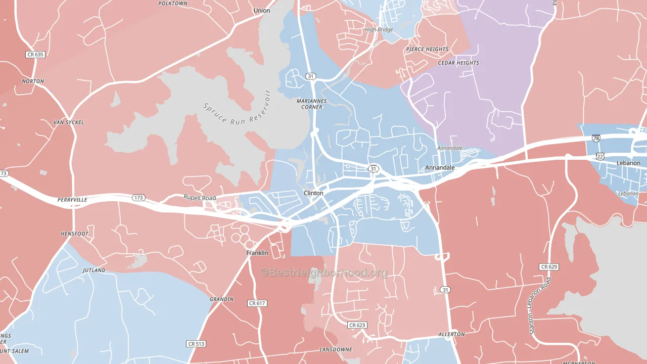 Clinton, NJ block-group political-lean map