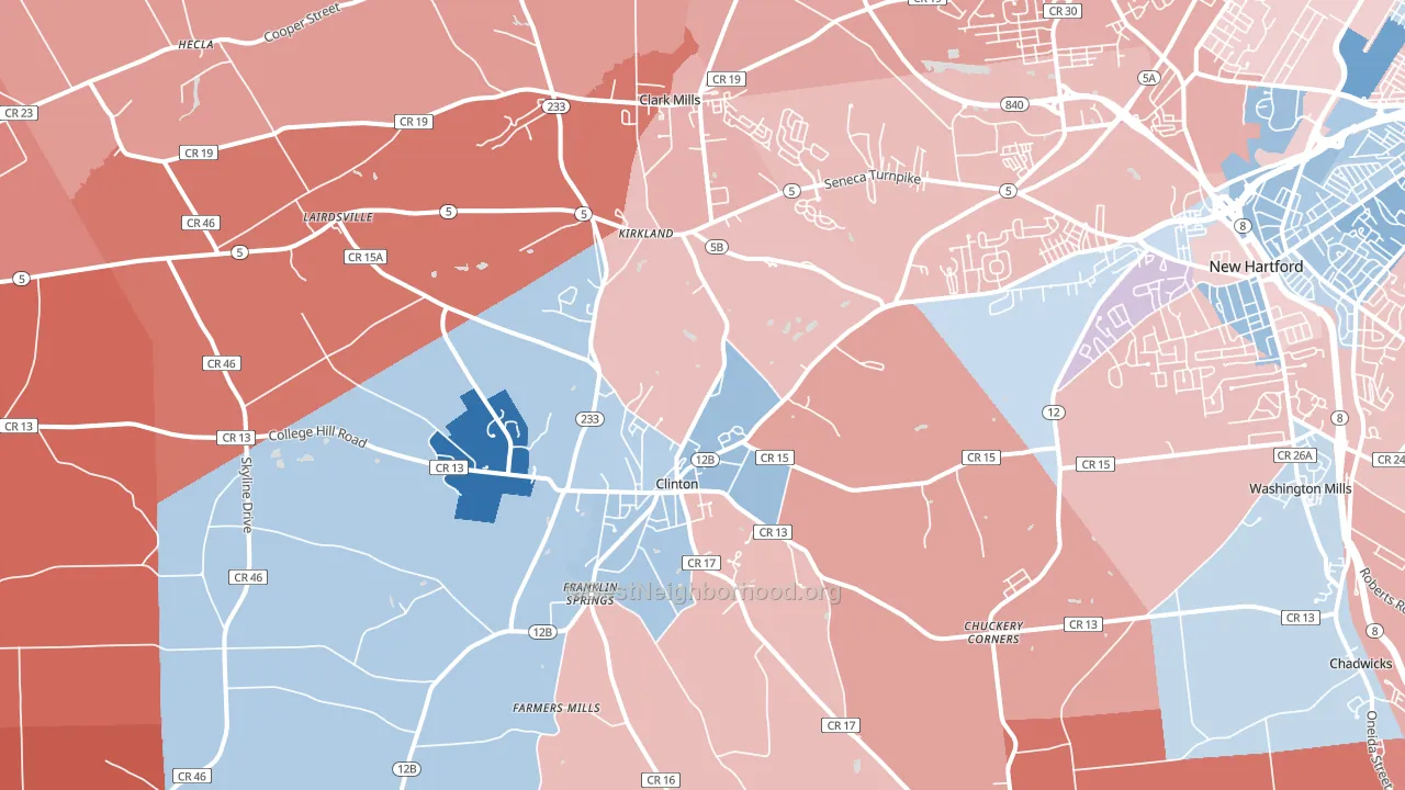 Clinton, NY block-group political-lean map