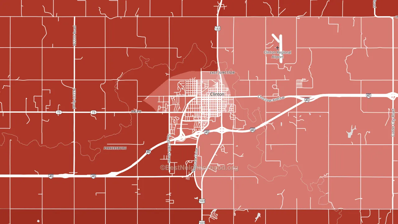 Clinton, OK block-group political-lean map