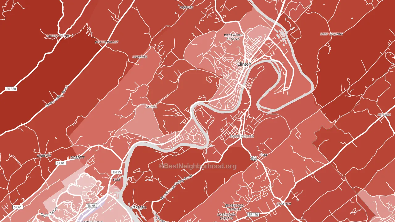 Clinton, TN block-group political-lean map