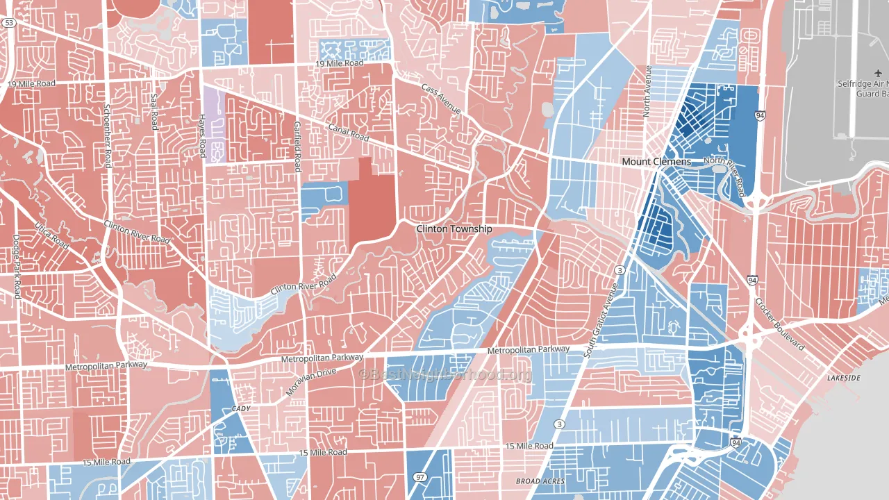 Clinton Township, MI block-group political-lean map