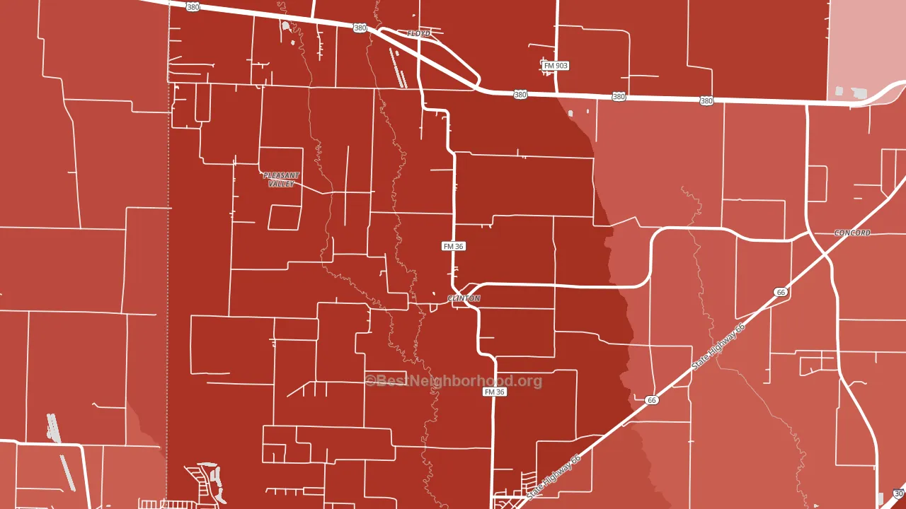 Clinton, TX block-group political-lean map