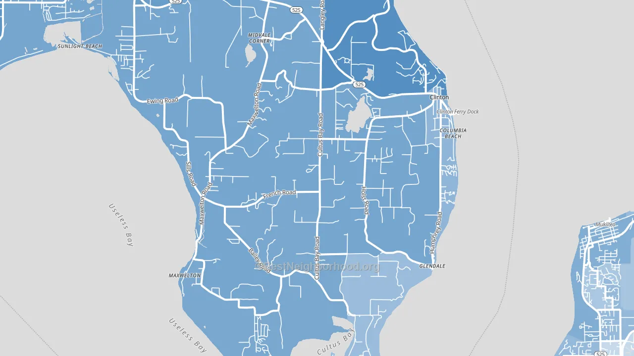 Clinton, WA block-group political-lean map