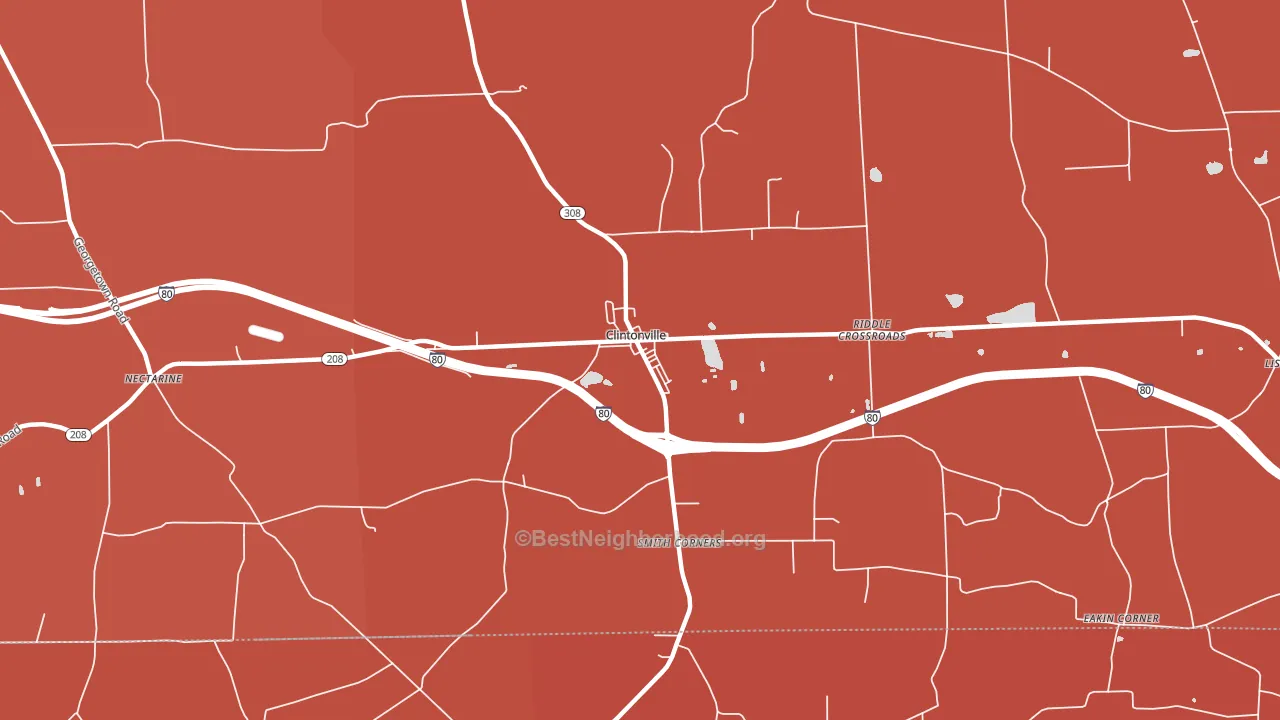 Clintonville, PA block-group political-lean map