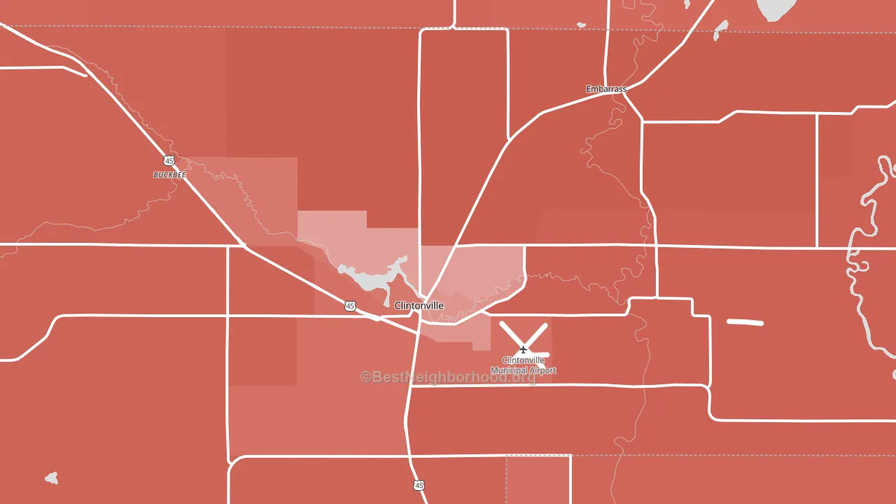 Clintonville, WI block-group political-lean map