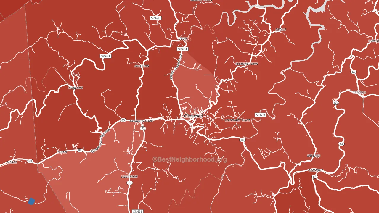 Clintwood, VA block-group political-lean map