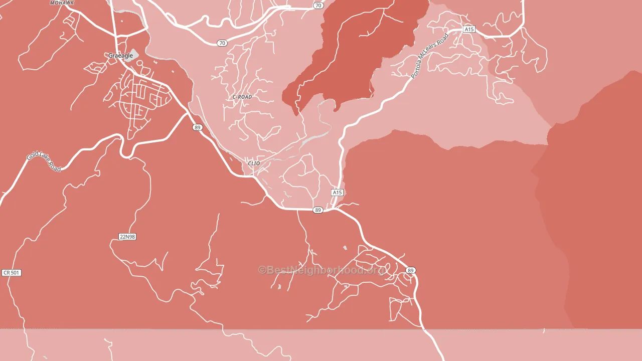 Clio, CA block-group political-lean map