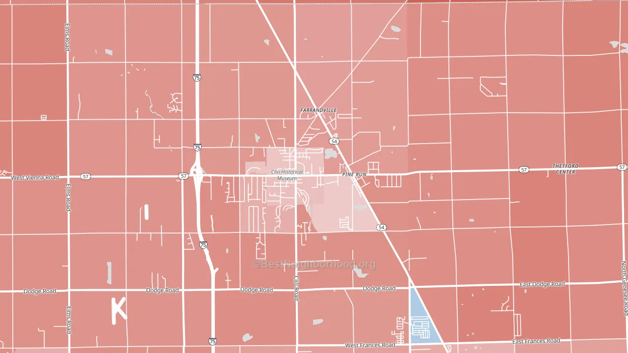 Clio, MI block-group political-lean map