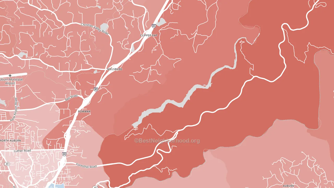 Clipper Gap, CA block-group political-lean map