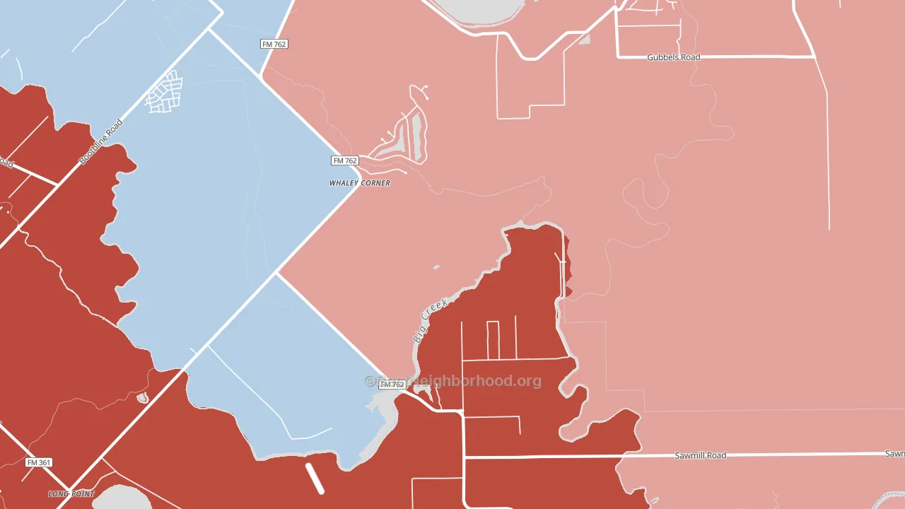 Clodine, TX block-group political-lean map