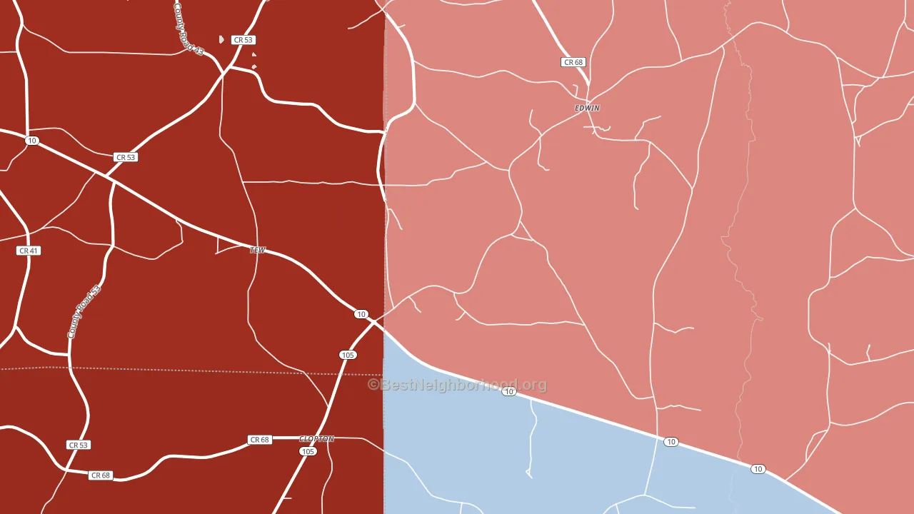 Clopton, AL block-group political-lean map
