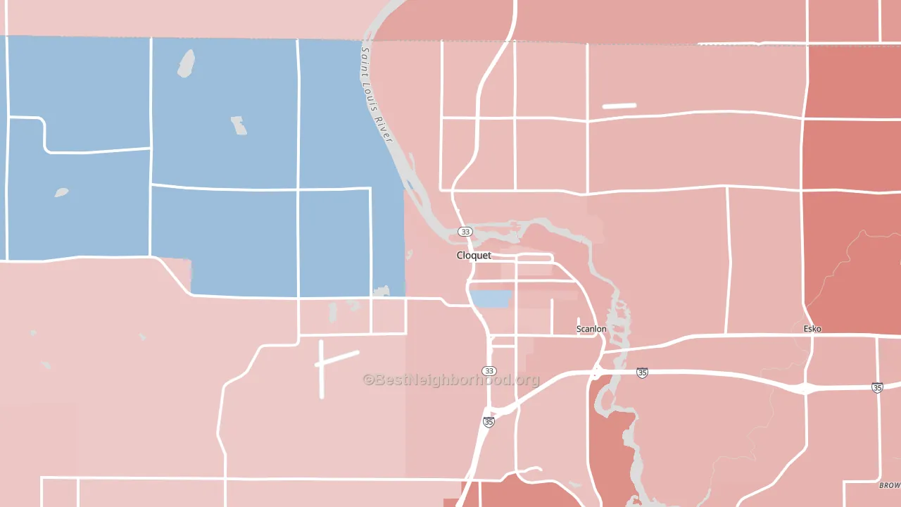 Cloquet, MN block-group political-lean map