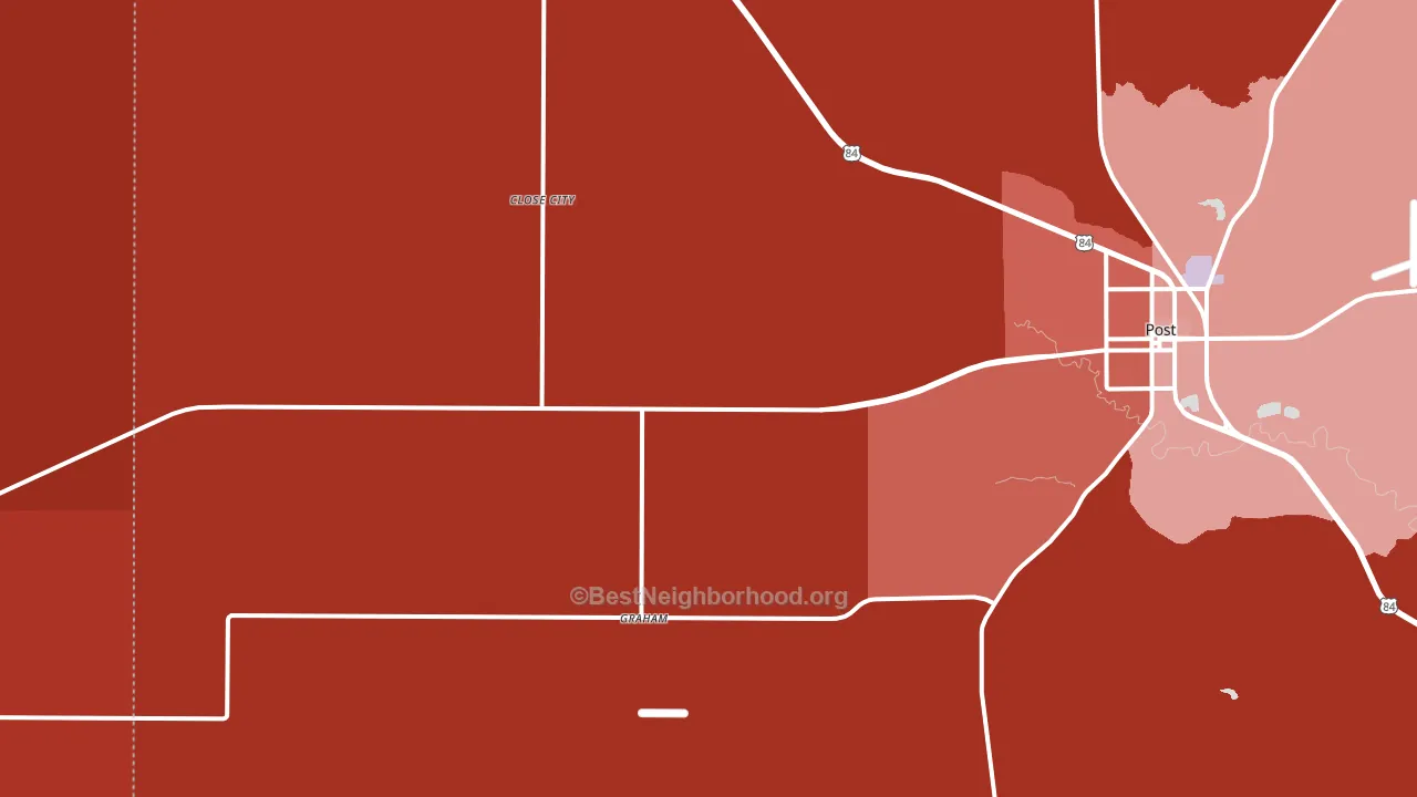 Close City, TX block-group political-lean map