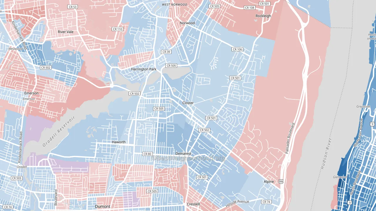 Closter, NJ block-group political-lean map