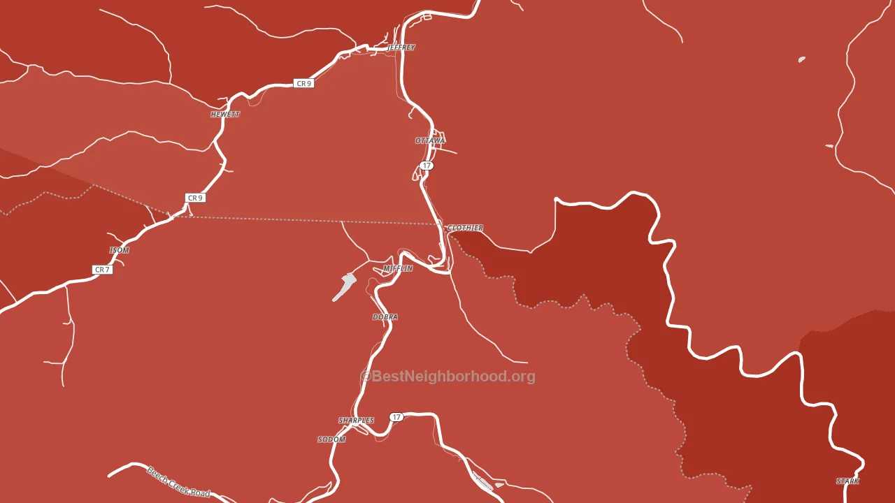 Clothier, WV block-group political-lean map