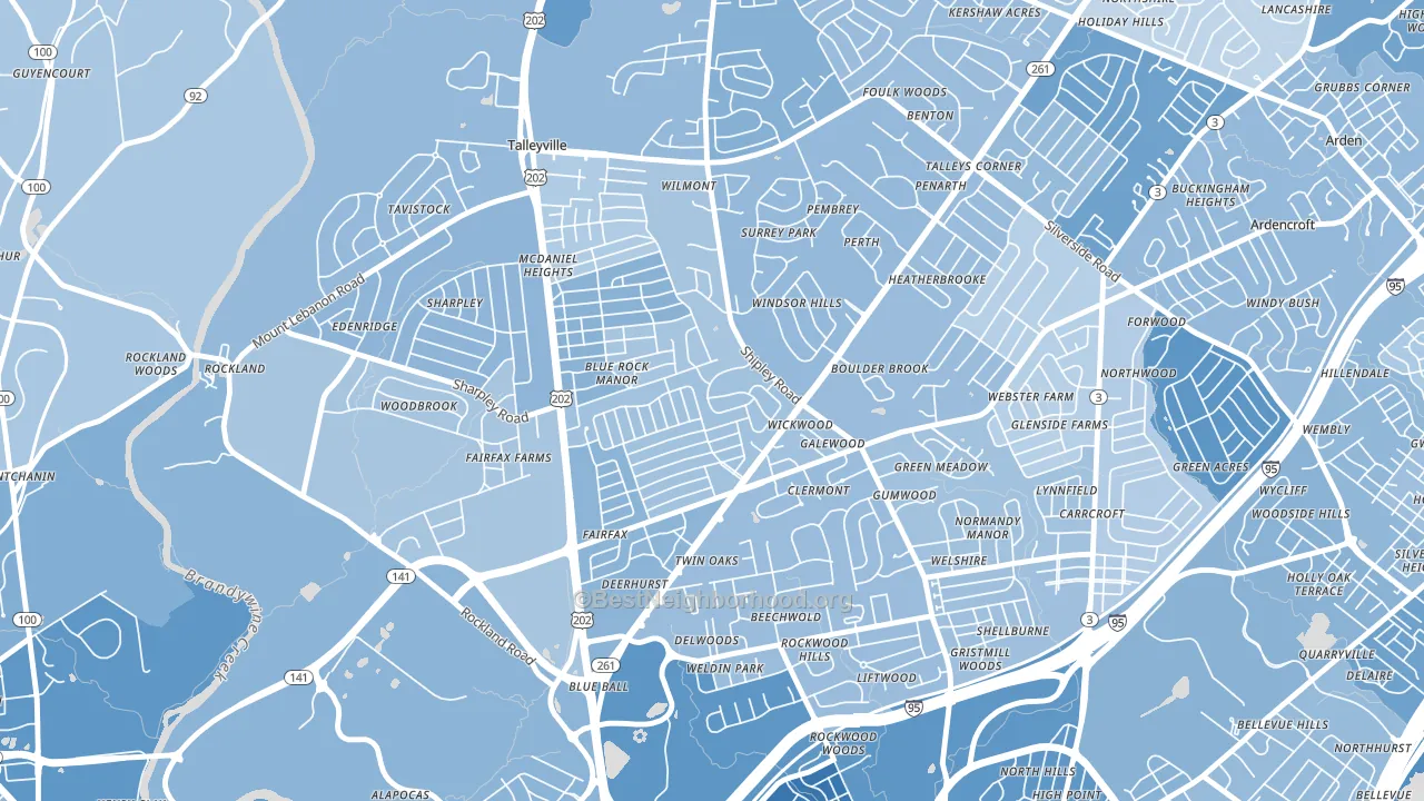 Cloutier Court, Wilmington, DE block-group political-lean map