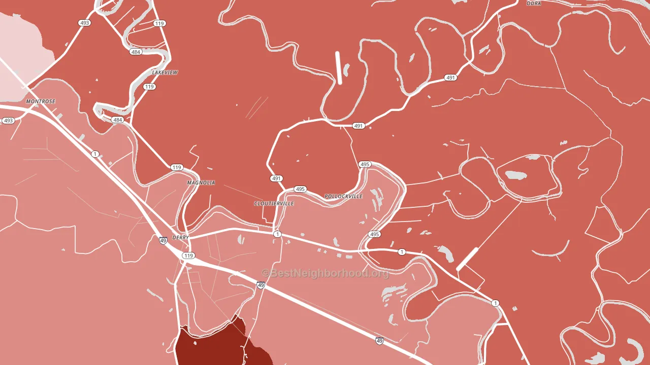 Cloutierville, LA block-group political-lean map