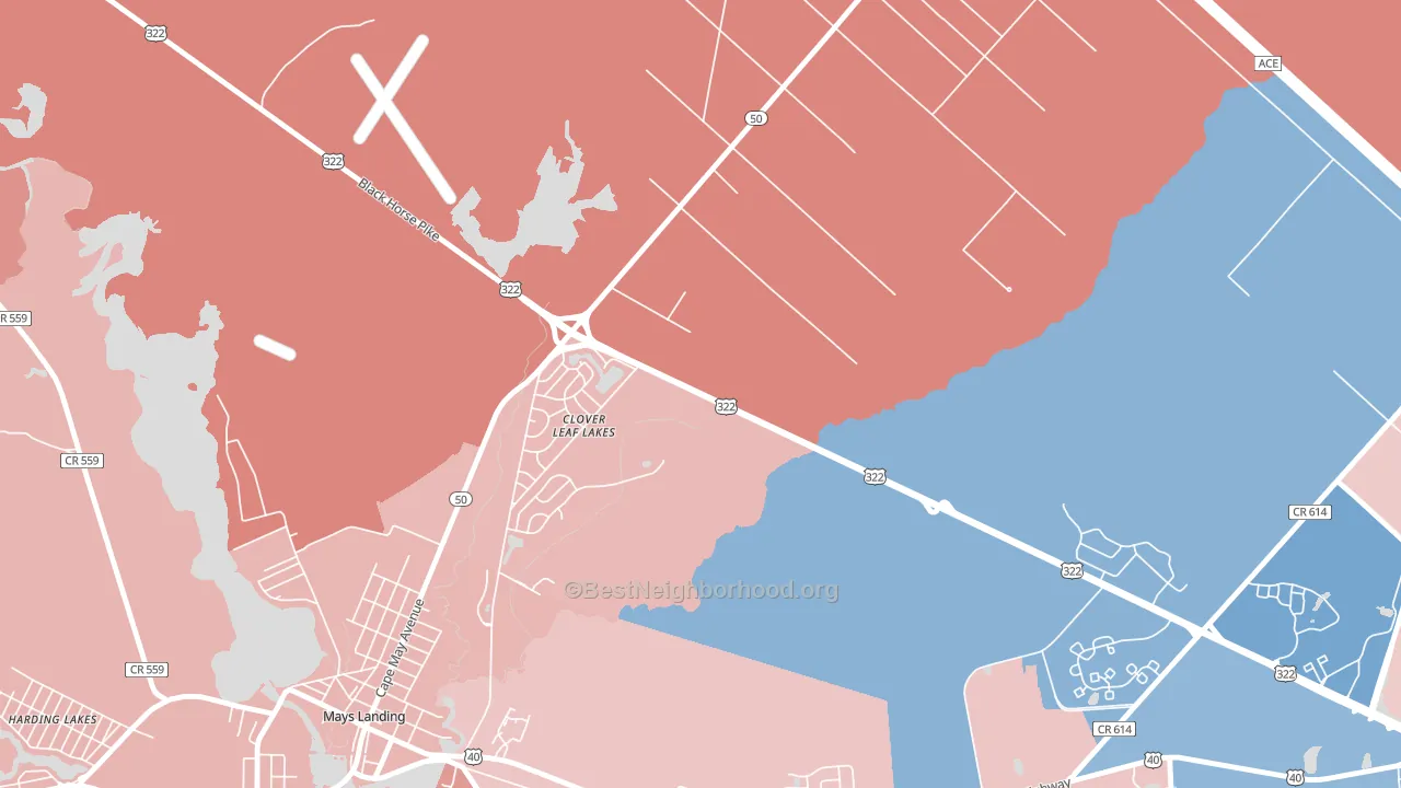 Clover Leaf Lakes, NJ block-group political-lean map