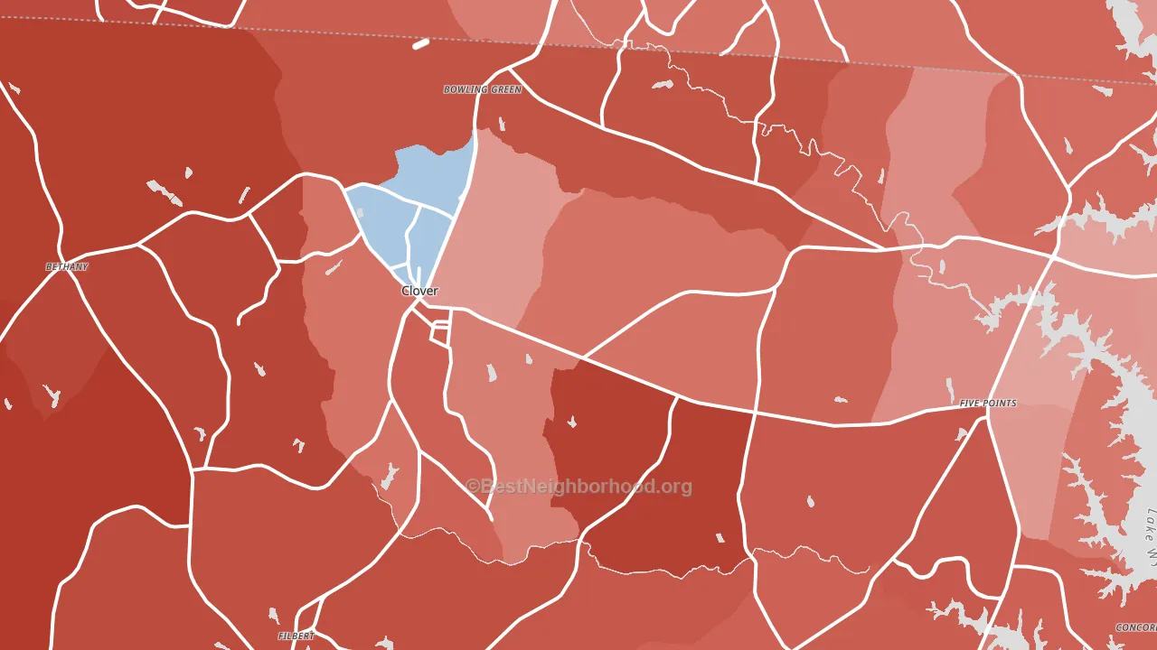 Clover, SC block-group political-lean map