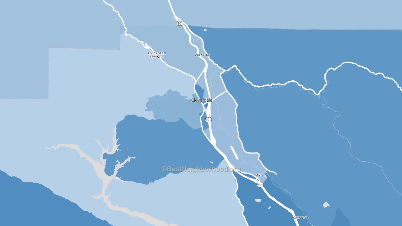 Cloverdale, CA block-group political-lean map