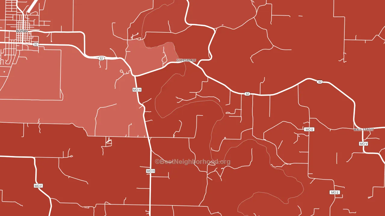 Cloverdale, MO block-group political-lean map