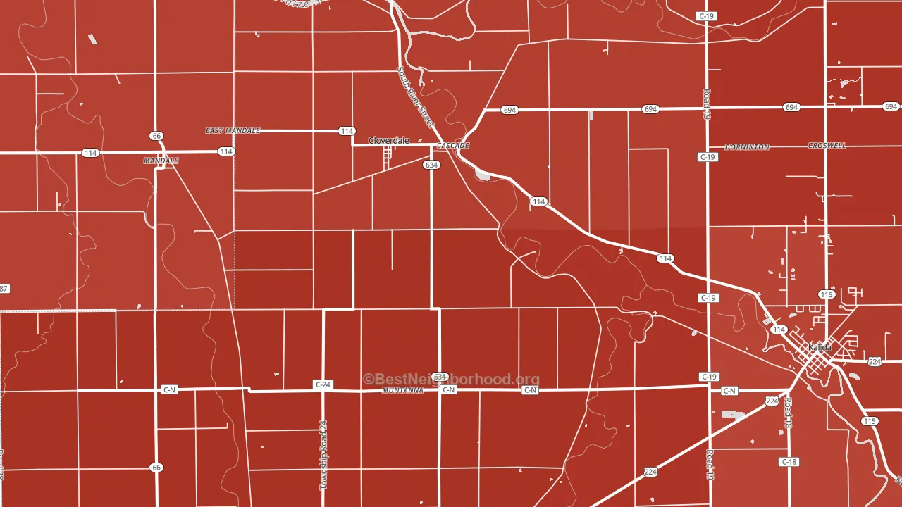 Cloverdale, OH block-group political-lean map