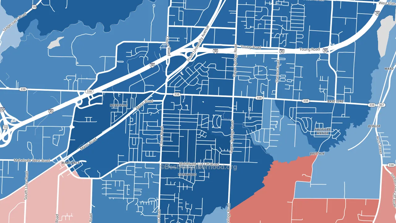 Cloverdale Watson, Little Rock, AR block-group political-lean map