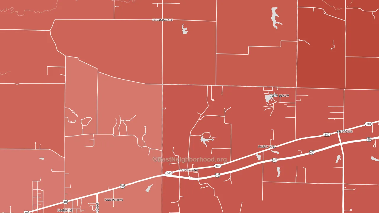Cloverland, IN block-group political-lean map