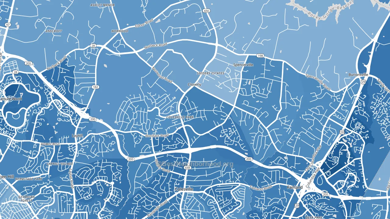 Cloverly, MD block-group political-lean map