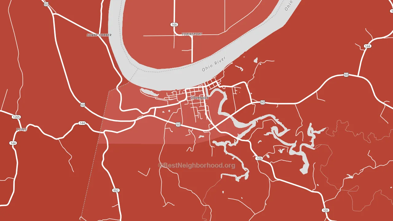 Cloverport, KY block-group political-lean map