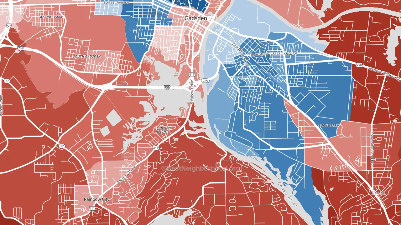 Clubview Heights, AL block-group political-lean map