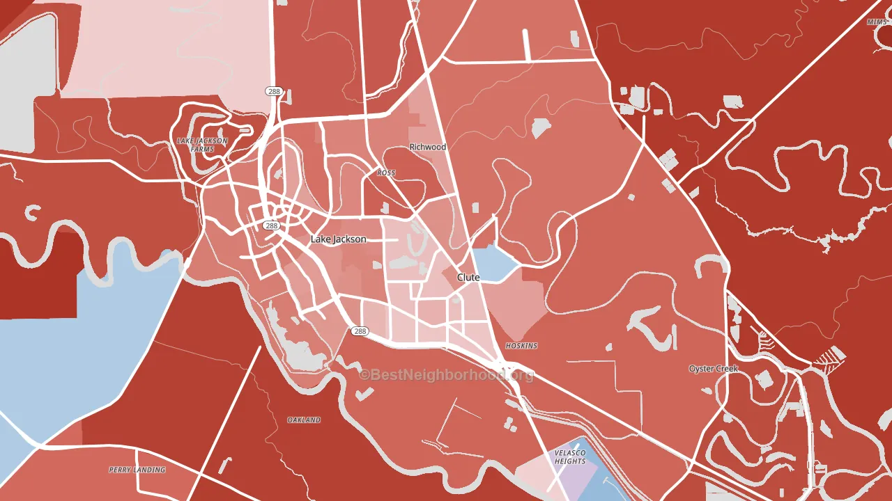 Clute, TX block-group political-lean map