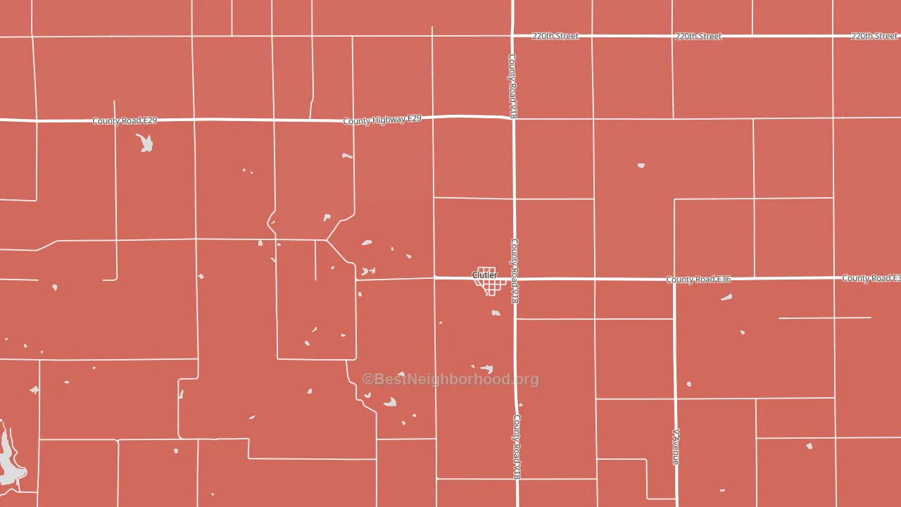 Clutier, IA block-group political-lean map