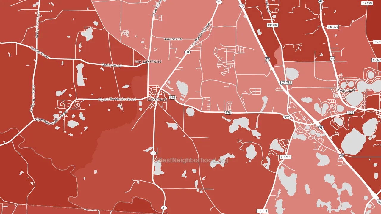 Clyattville, GA block-group political-lean map