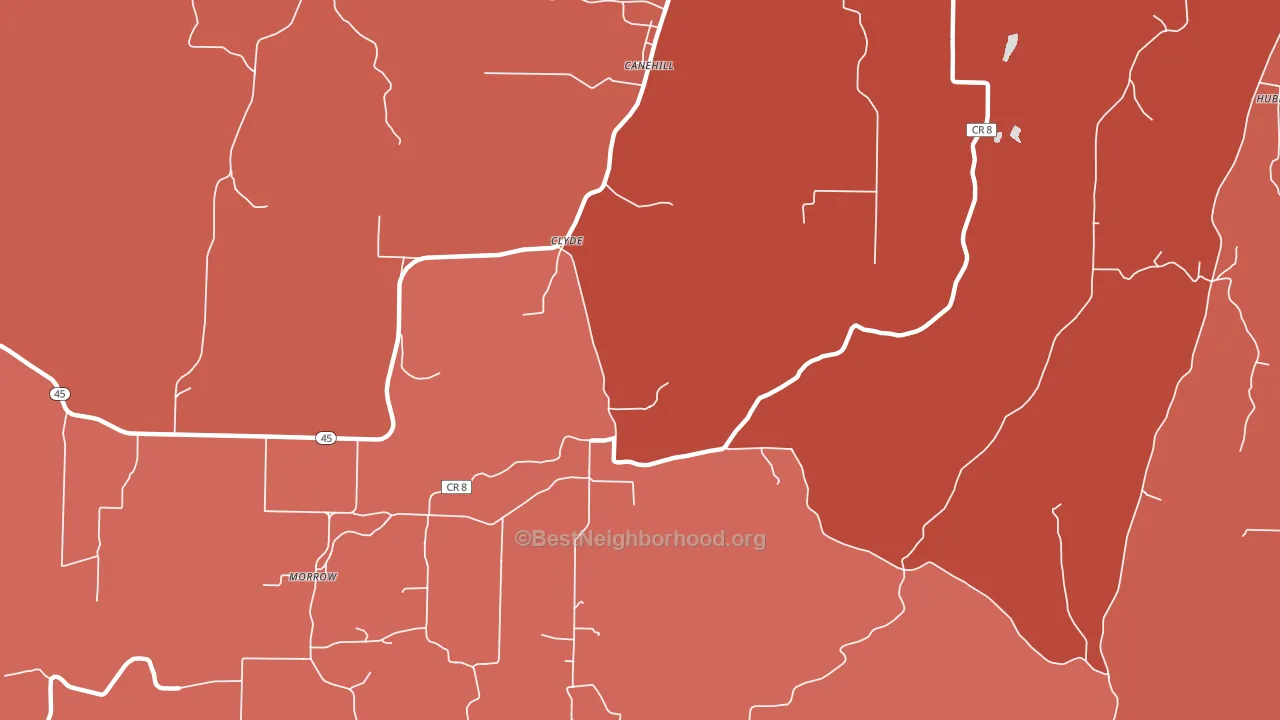 Clyde, AR block-group political-lean map